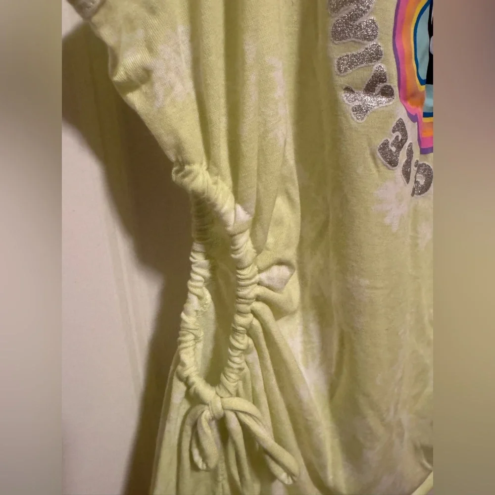 Yin Yang Graphic Tank Top Yellow Side Cutouts Drawstring No Boundaries XL 15/17